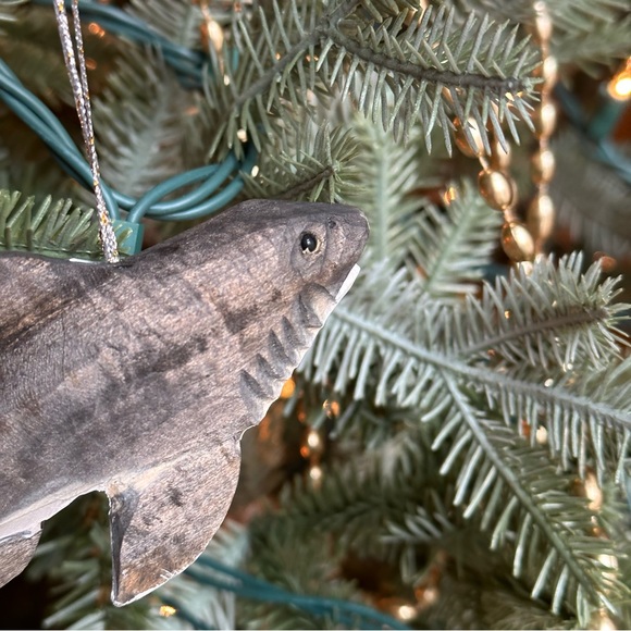 Wooden Shark Christmas Ornament Brown Fish Aquarium Marine Life Holiday Animal - Picture 5 of 6